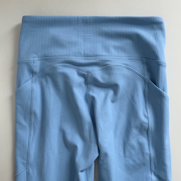 Fabletics Light Blue Ribbed Sports Bra and Flare Leggings Set - Picture 7 of 8